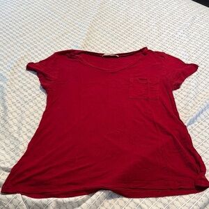 Women's Red V-Neck Top